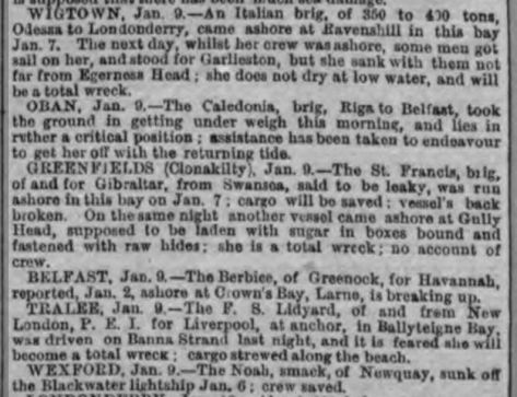 Greenfields Clonakilty Jan 9th 1867